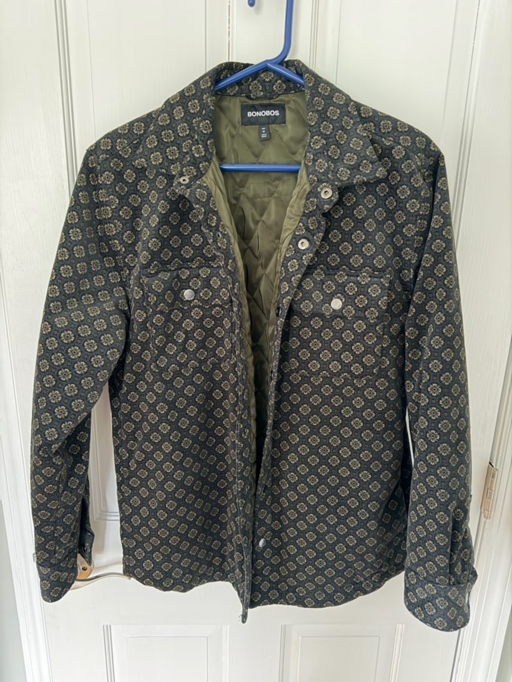 Bonobos Men’s Olive & Dark Patterned Corduroy Jacket - NWOT